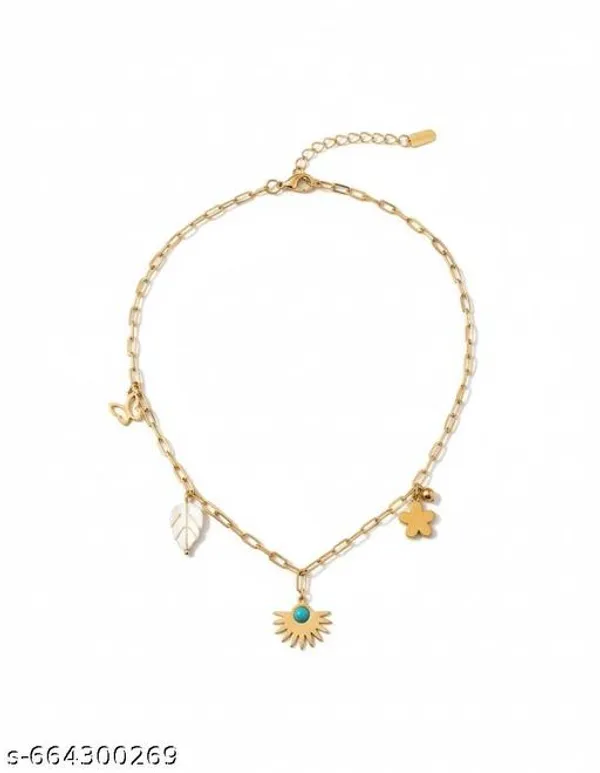 Gold_Plated_Multi_Charm_Pendant_Necklace_|_Leaf_Flower_And_Sun_Design
