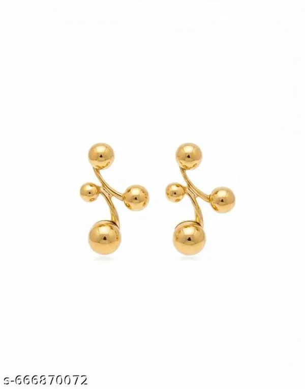 Elegant_Triple_Orb_Stud_Earrings_|_Modern_Metallic_Design_Gold_Finish