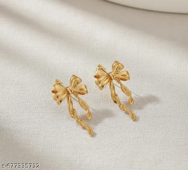 Stylish_Golden_Bow_Drop_Earrings_For_Women_And_Girls