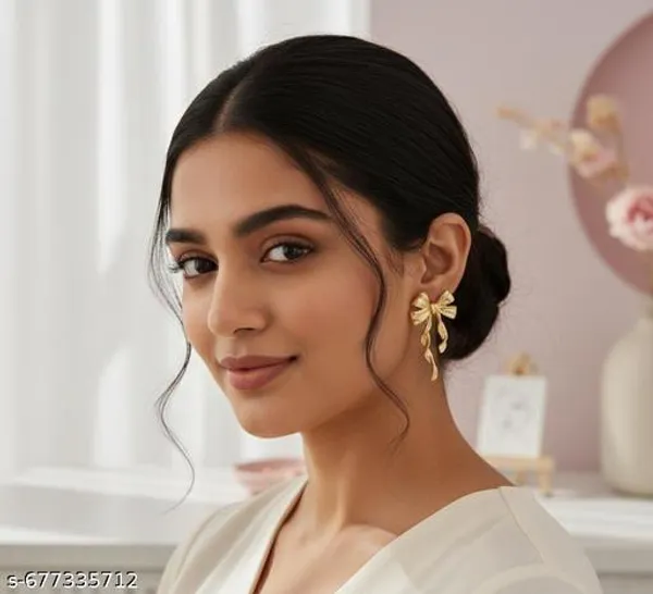 Stylish_Golden_Bow_Drop_Earrings_For_Women_And_Girls
