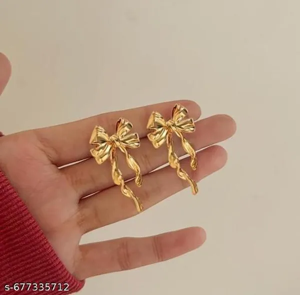 Stylish_Golden_Bow_Drop_Earrings_For_Women_And_Girls