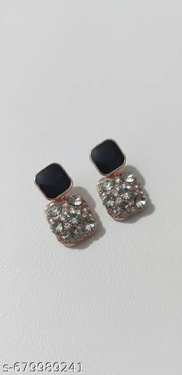Black_Square_Stud_Crystal_Drop_Earrings_|_Rose_Gold_Finish