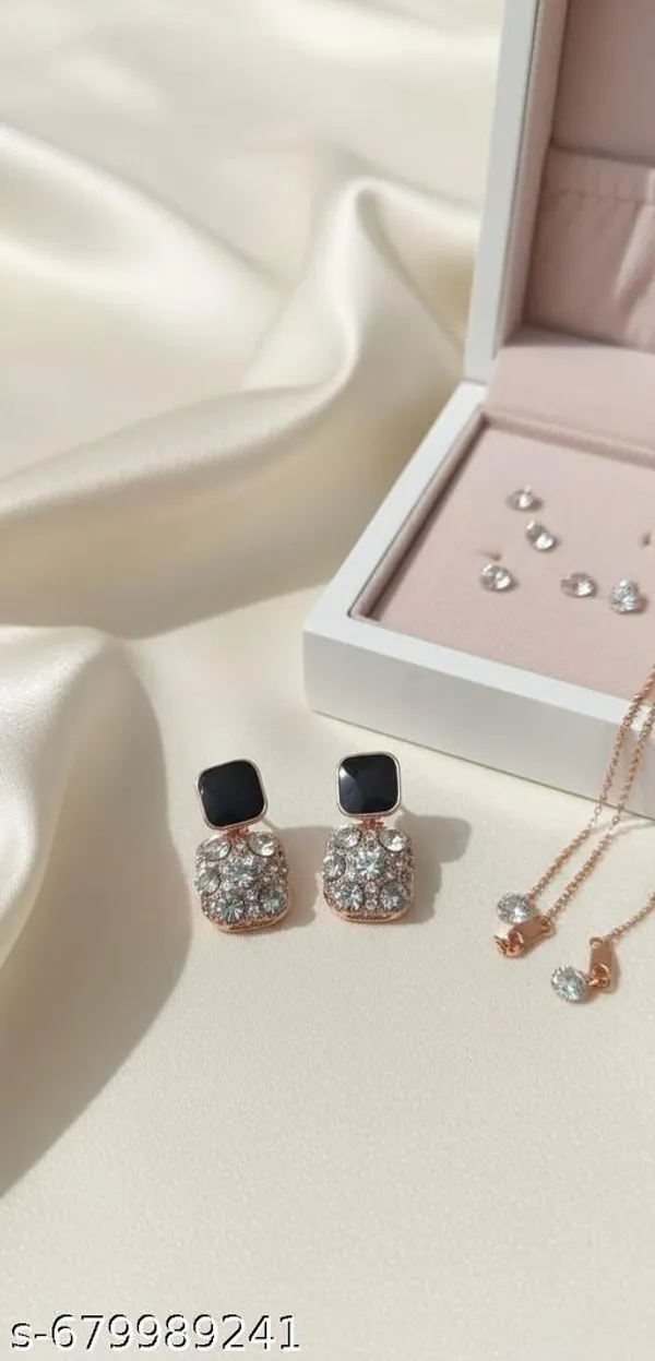 Black_Square_Stud_Crystal_Drop_Earrings_|_Rose_Gold_Finish