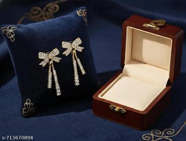 Elegant_Bow_Design_Look_Drop_Earrings_|_Gold_Finish