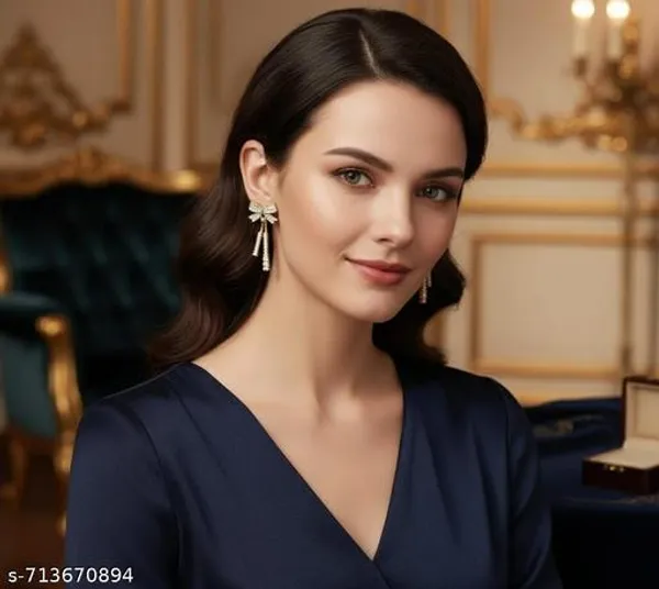 Elegant_Bow_Design_Look_Drop_Earrings_|_Gold_Finish