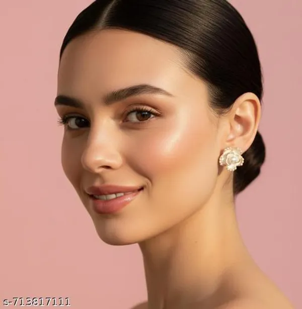 Pearl_Floral_Stud_Earrings_With_Gold_Tone_Finish