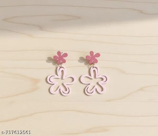 Elegant_Pink_Floral_Drop_Earrings_For_Women_And_Girls