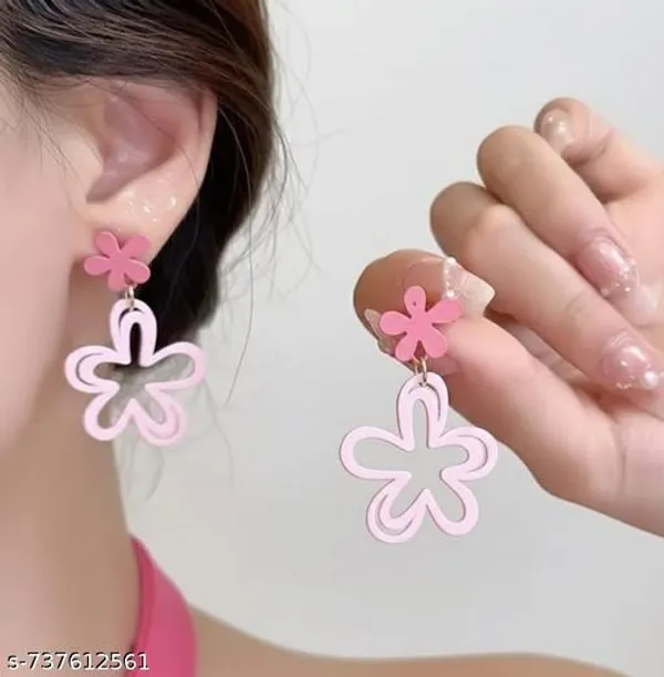 Elegant_Pink_Floral_Drop_Earrings_For_Women_And_Girls