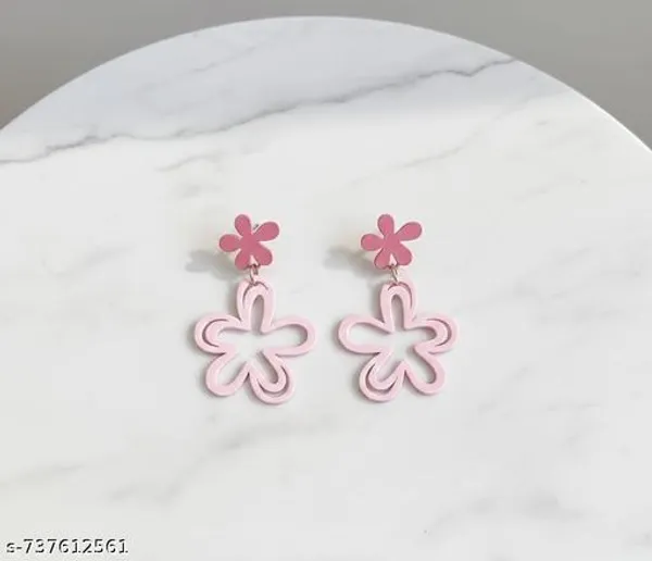 Elegant_Pink_Floral_Drop_Earrings_For_Women_And_Girls