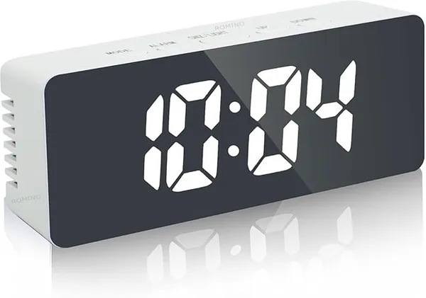 White_&_Silver_Plastic_Premium_Mirror_Clock_Digital_Clock