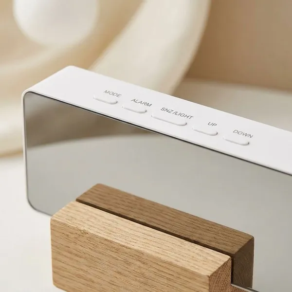 White_&_Silver_Plastic_Premium_Mirror_Clock_Digital_Clock