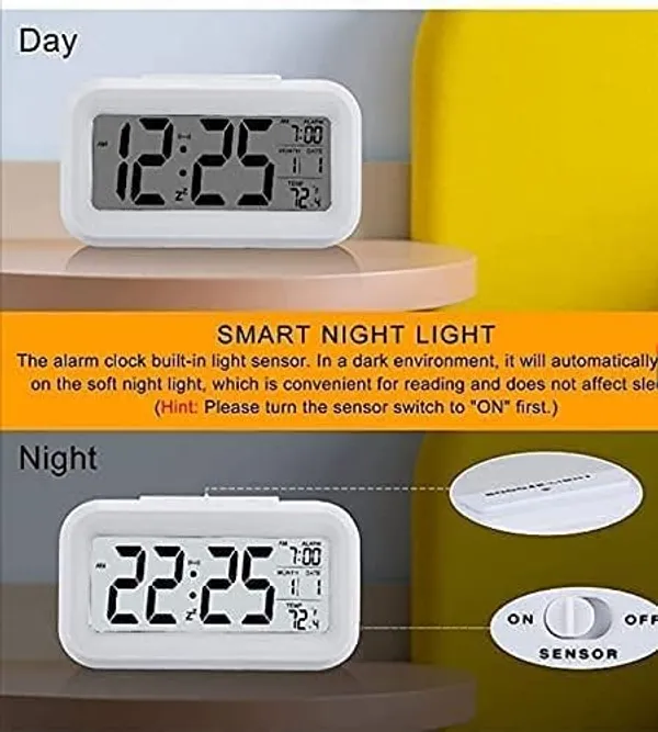 White_Plastic_Premium_Lcd_Clock_Home_Electronics