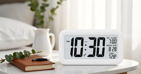 White_Plastic_Premium_Lcd_Clock_Home_Electronics
