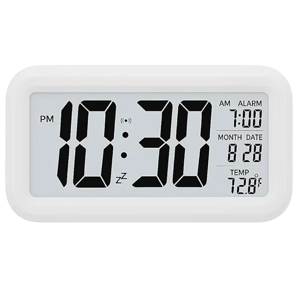White_Plastic_Premium_Lcd_Clock_Home_Electronics