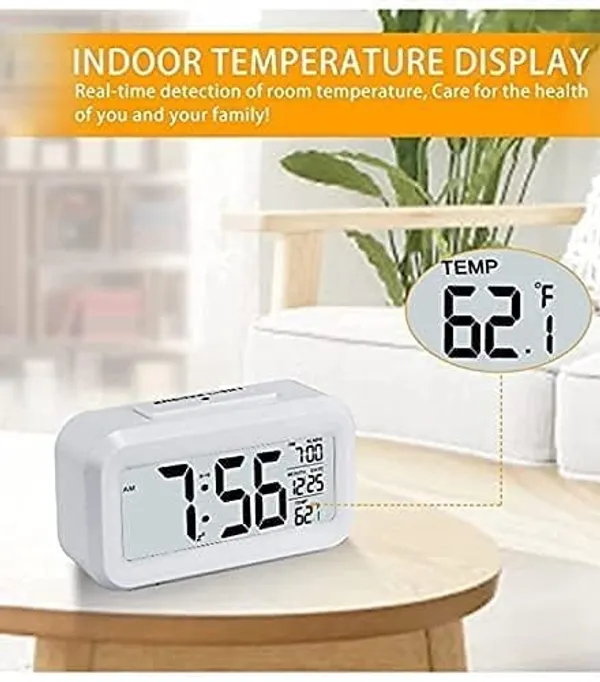 White_Plastic_Premium_Lcd_Clock_Home_Electronics