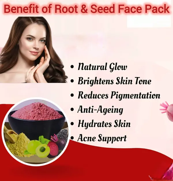 200G_Herbal_Root&Seed_Face_Pack_Powder_for_Hydrated_glowing_skin_