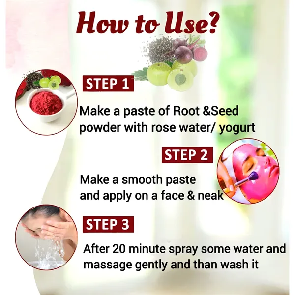 200G_Herbal_Root&Seed_Face_Pack_Powder_for_Hydrated_glowing_skin_
