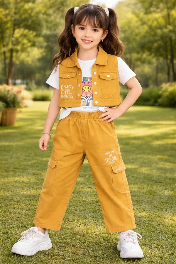 Mustard_Trendy_Co_Ord_Set_With_Graphic_Tee_For_Kids_Girl