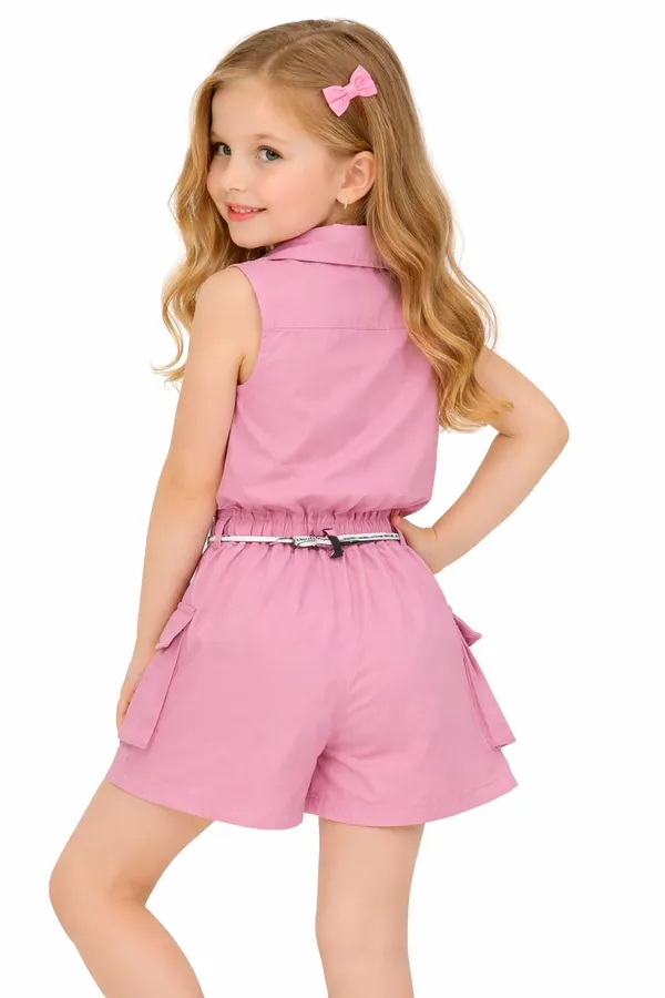 Candy_Pink_Sweet_Blossom_Summer_Romper_Set_For_Kids_Girl