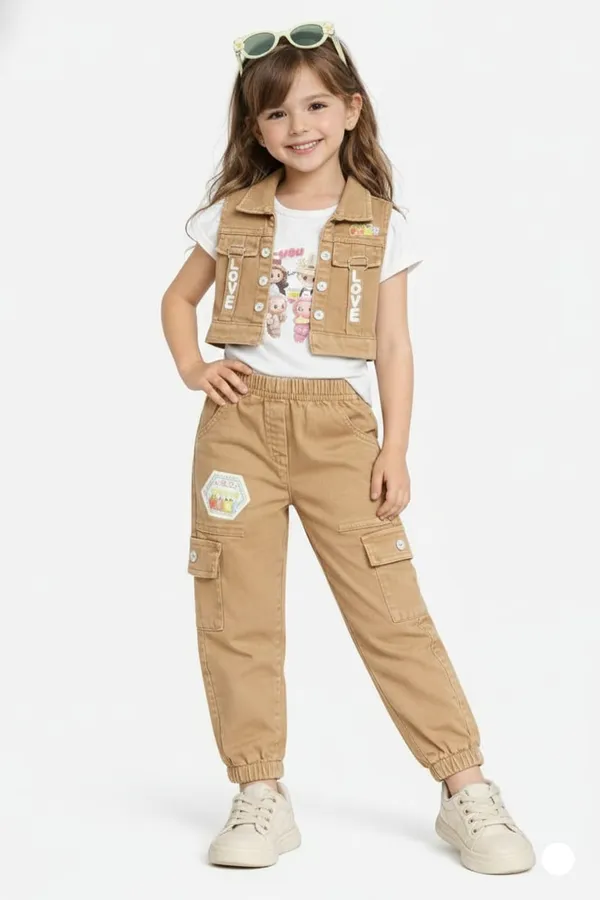 Beige_And_Sand_Vest_Co_Ord_Set_For_Kids_Girl