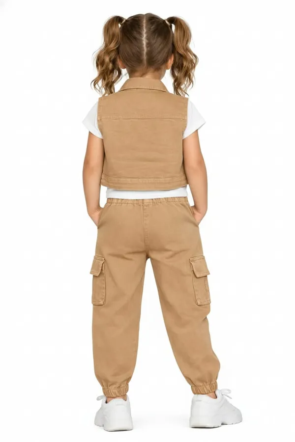 Beige_And_Sand_Vest_Co_Ord_Set_For_Kids_Girl