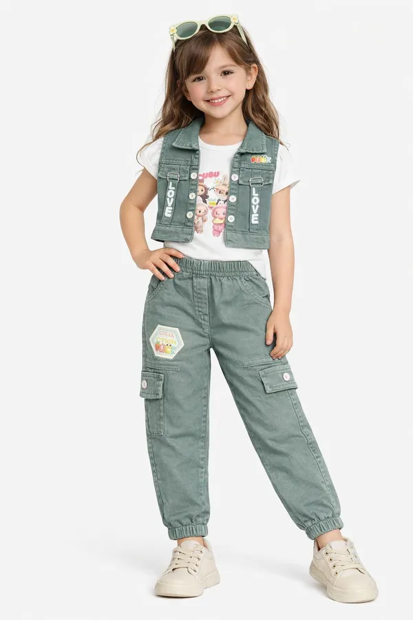Sage_Green_Vest_Co_Ord_Set_For_Kids_Girl