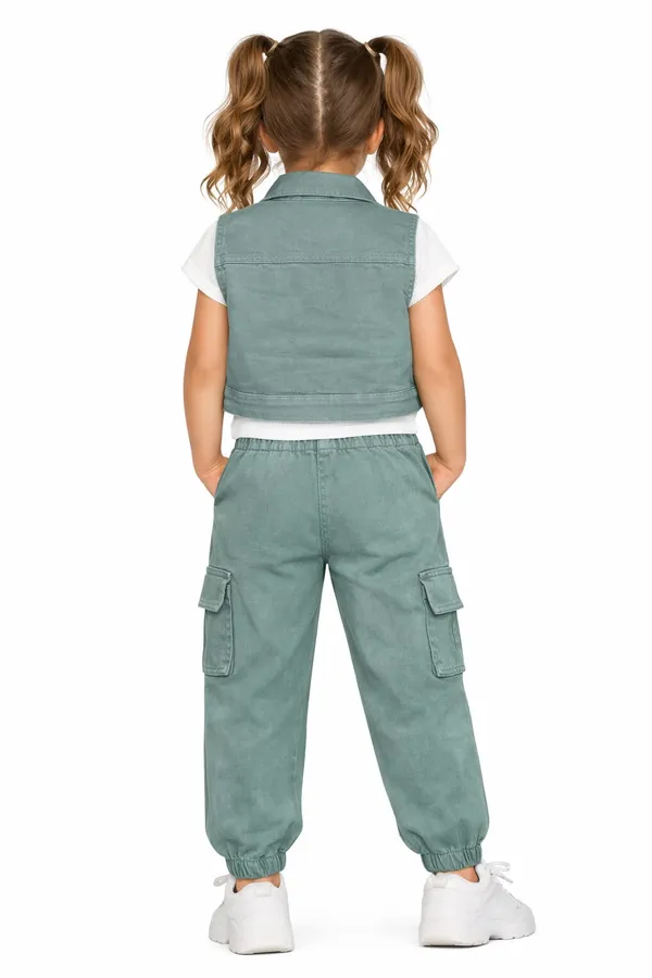 Sage_Green_Vest_Co_Ord_Set_For_Kids_Girl