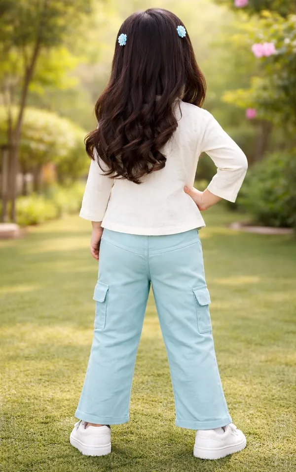 Cream_Top_And_Light_Blue_Pant_Set_For_Kids_Girl