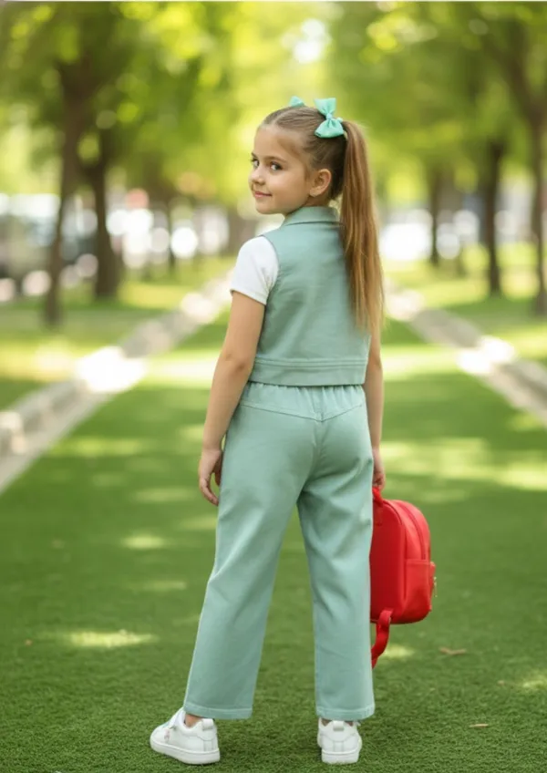Green_Vest_And_Pant_Set_With_Tshirt_For_Kids_Girl