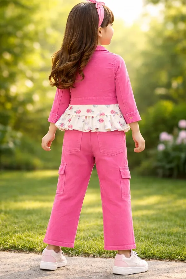 Pink_Jacket_And_Pant_Set_With_Printed_Top_For_Kids_Girl