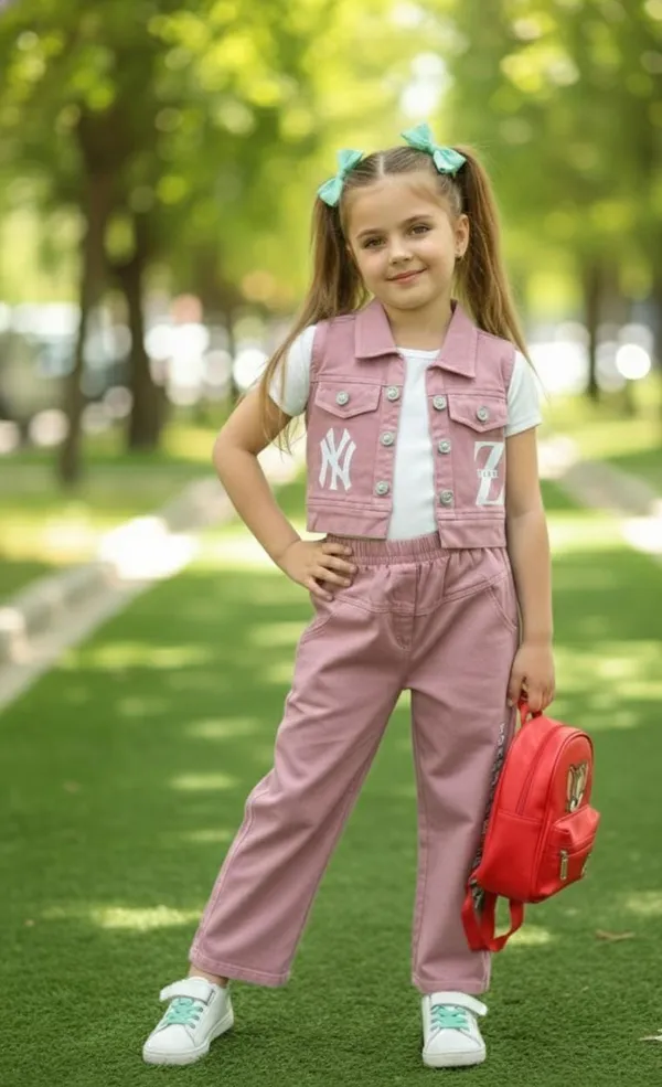 Pink_Vest_And_Pant_Set_With_Tshirt_For_Kids_Girl
