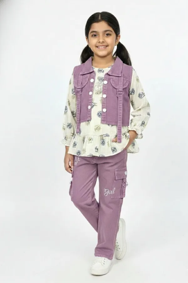 Purple_Green_Vest_Pant_And_Printed_Top_Set_For_Kids_Girl
