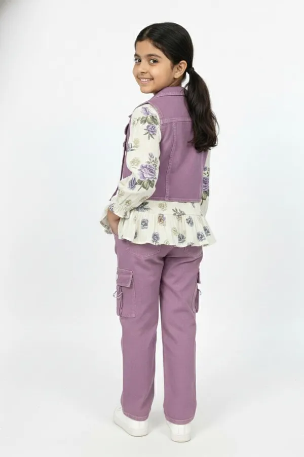 Purple_Green_Vest_Pant_And_Printed_Top_Set_For_Kids_Girl