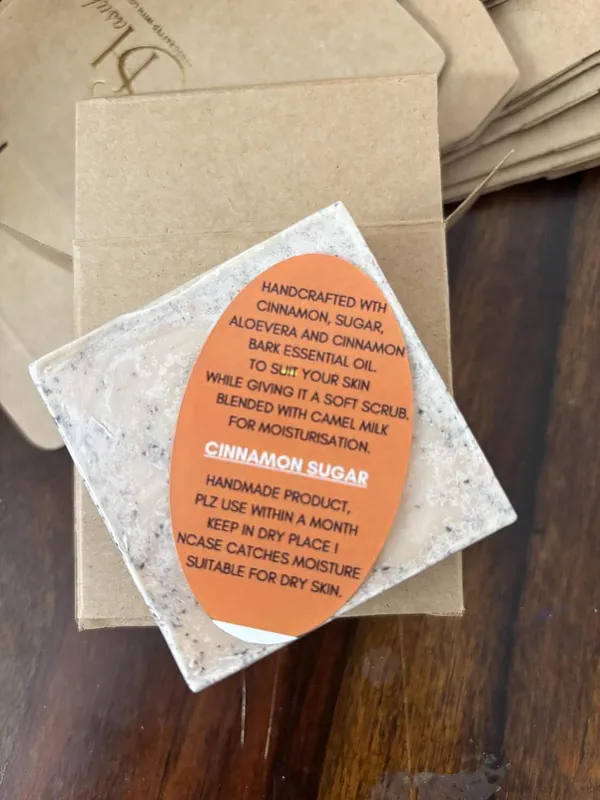 Cinnamon_Sugar_Scrub_Soap_|_Handmade_|_Clears_blemishes_|_Hyderates_&_Nourishes_Skin_|_No_added_colours_or_Chemicals_|_Essential_oils_|_Maintains_pH_Levels_|_Softens_&_Rejuvenates