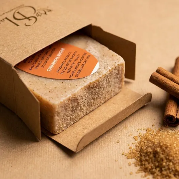 Cinnamon_Sugar_Scrub_Soap_|_Handmade_|_Clears_blemishes_|_Hyderates_&_Nourishes_Skin_|_No_added_colours_or_Chemicals_|_Essential_oils_|_Maintains_pH_Levels_|_Softens_&_Rejuvenates
