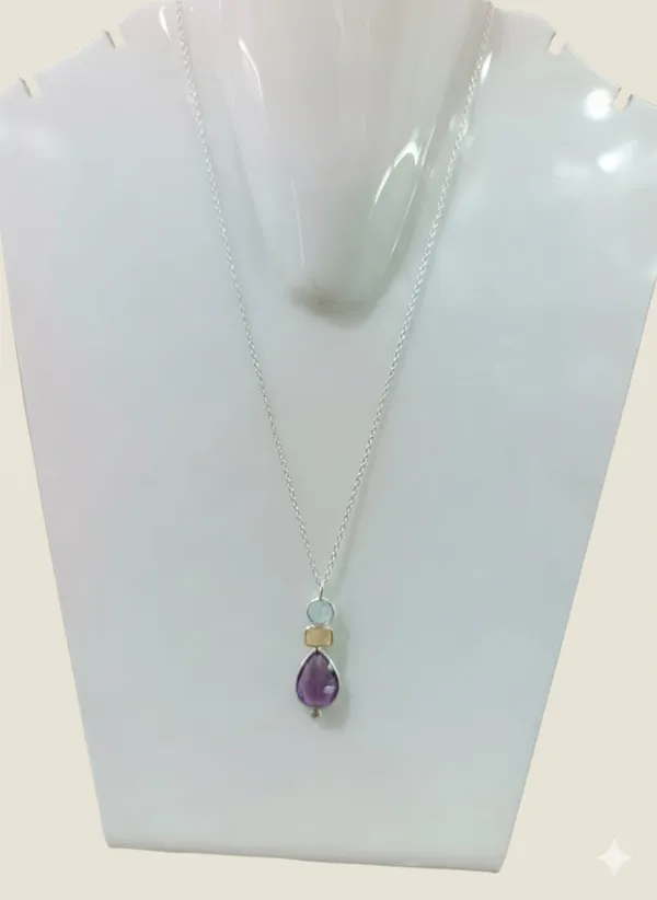 925_Silver_Jewellery_Purple_Amethyst_Yellow_Citrine_Multi_Gemstone_Pendant_Necklace_For_Women