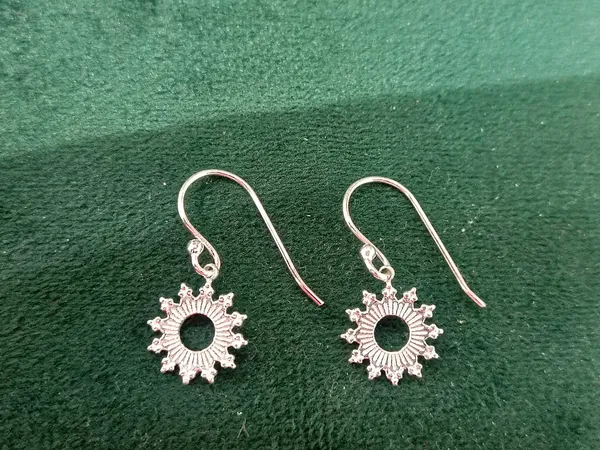 925_Silver_Jewellery_Silver_Sunburst_Dangle_Earrings_For_Women
