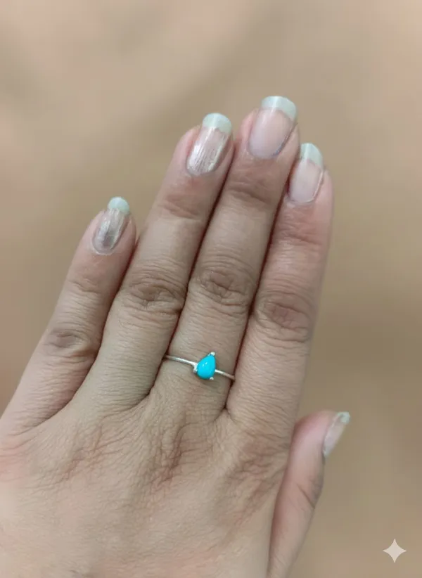 925_Silver_Jewellery_Blue_Turquoise_Silver_Band_Teardrop_Ring_For_Women