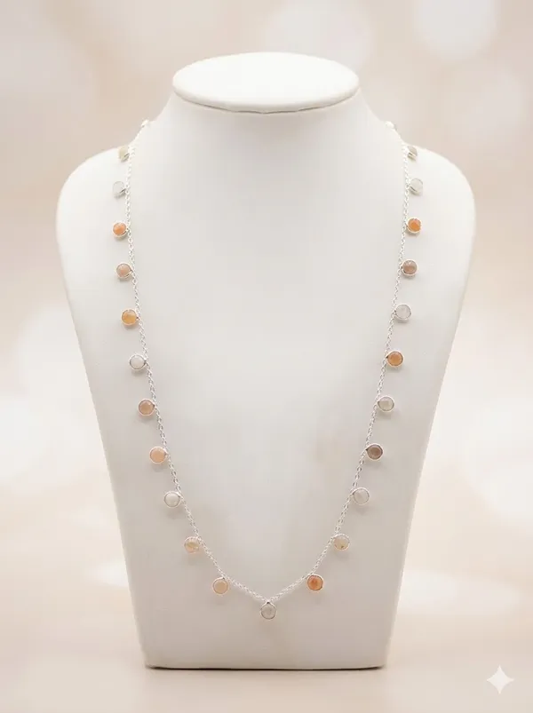 925_Silver_Jewellery_White_Moonstone_Elegant_Silver_Chain_Charm_Necklace_For_Women