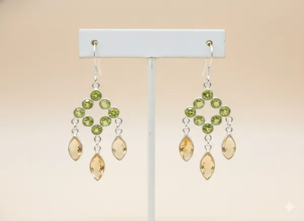 925_Silver_Jewellery_Green_Peridot_Yellow_Citrine_Sterling_Silver_Chandelier_Earrings_For_Women