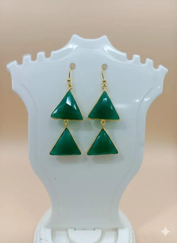 925_Silver_Jewellery_Green_Triangle_Gemstone_Gold_Tone_Drop_Earrings_For_Women