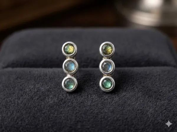 925_Silver_Jewellery_Grey_Labradorite_Triple_Stone_Sterling_Silver_Stud_Earrings_For_Women