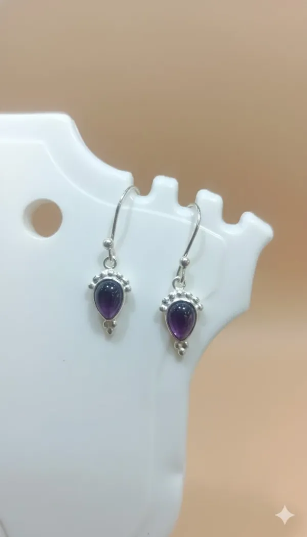 925_Silver_Jewellery_Purple_Amethyst_Sterling_Silver_Gemstone_Drop_Earrings_For_Women