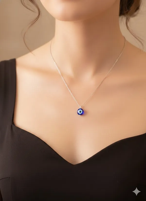 925_Silver_Jewellery_Blue_White_Evil_Eye_Protection_Pendant_Necklace_For_Women