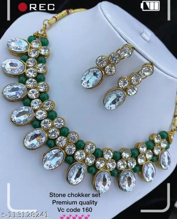 White_And_Green_Alloy_&_Artificial_Stones_Fancy_Design_Necklace_Set_For_Women