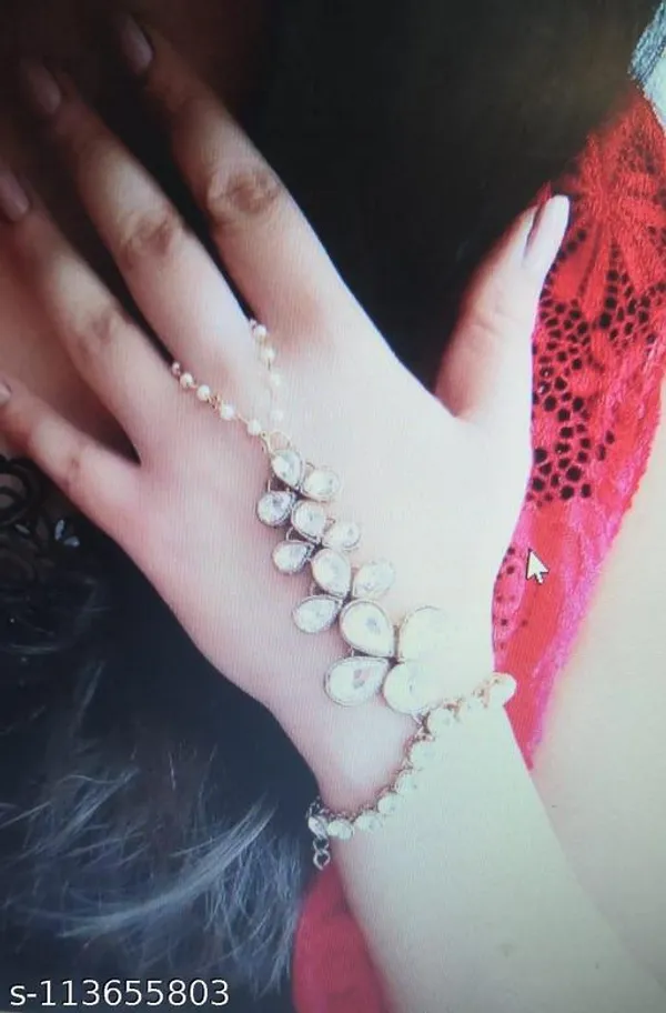 White_And_Gold_Alloy_&_Artificial_Stones_Fancy_Design_Bracelet_For_Women