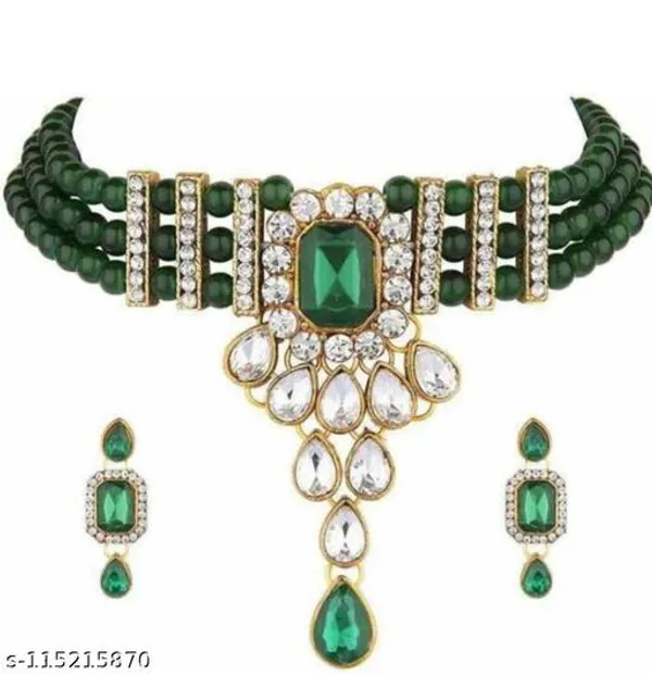 Green_And_Gold_Alloy_&_Kundan_Fancy_Design_Necklace_Set_For_Women
