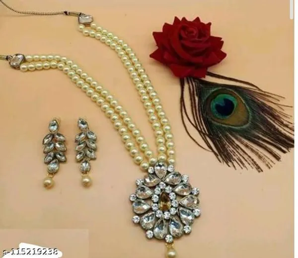 White_And_Gold_Alloy_&_Kundan_Fancy_Design_Necklace_Set_For_Women