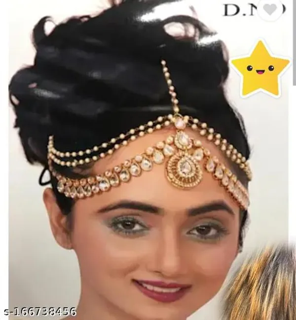 White_Alloy_&_Kundan_Fancy_Design_Maang_Tikka_For_Women