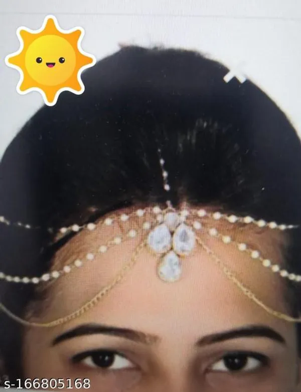 White_Alloy_&_Kundan_Fancy_Design_Maang_Tikka_For_Women